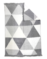 Onni, koc / narzuta z geometrycznym wzorem, szary, wym.150x200cm