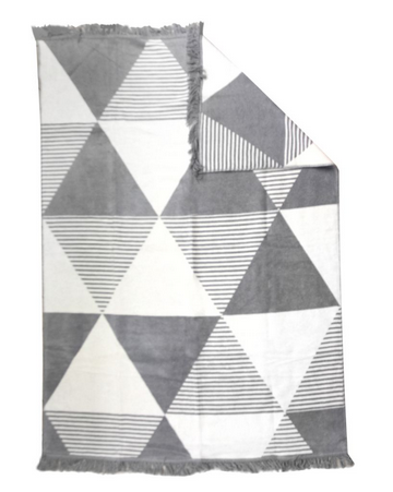 Onni, koc / narzuta z geometrycznym wzorem, szary, wym.150x200cm