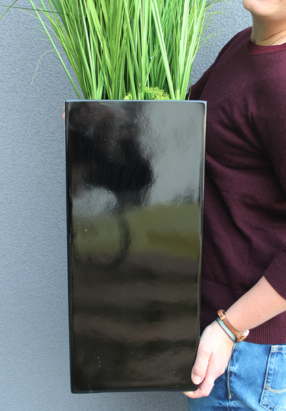 kompozycja w czarnej donicy fiberglass Simple Black, wym.115cm
