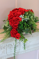 dekoracja nagrobna / wiązanka Róża na plastrze drewna, dł.40cm 