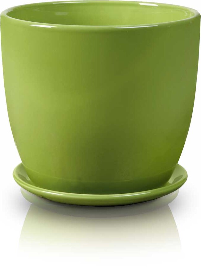 Amsterdam donica ceramiczna o okrągłej podstawie zieleń 15x14cm