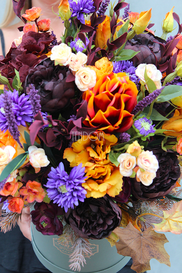 Autumn, jesienna kompozycja kwiatowa / bukiet / Flowerbox wys.52cm  