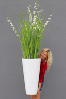 Alija Perra, sztuczna trawa w białej donicy, wys. 196cm