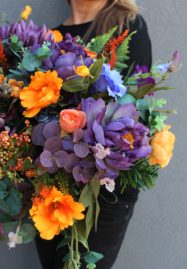 Bento, barwna kompozycja / wiązanka nagrobna, dł.75cm 