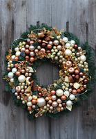 bardzo bogaty złoty wianek świąteczny, Złote Święta, śr.45cm 