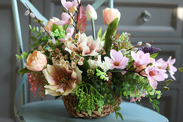 kosz wiosenny, Radosne Tulipany, wys.35cm 