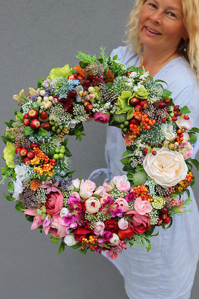 barwny wianek Biały Kwiat 2, śr.38cm