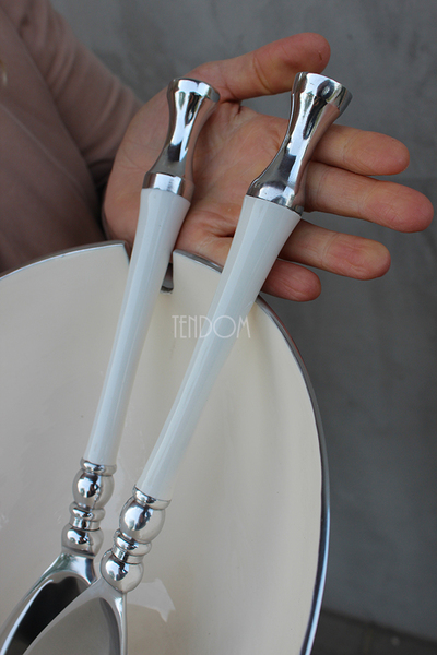 aluminiowe łyżki do sałaty White, dł.31cm