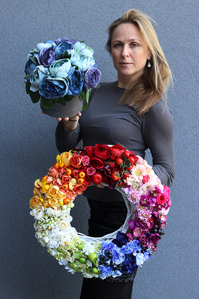 bardzo duży przepiękny wieniec / wianek Rainbow 2, śr.45cm