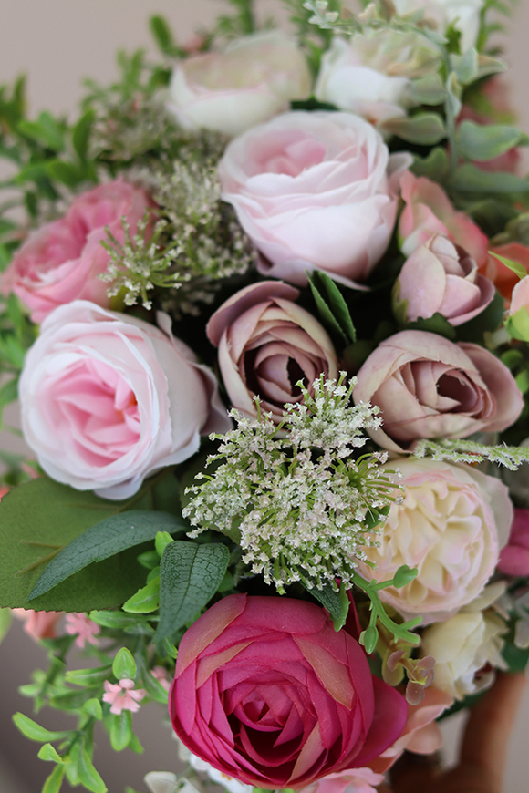 Gregia, mini kompozycja kwiatowa w lustrzanym naczyniu, wym.26x20x12cm