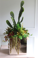 Acapulco Grande Mirror Premium, sukulenty z kaktusem w stalowej donicy, wys.91cm