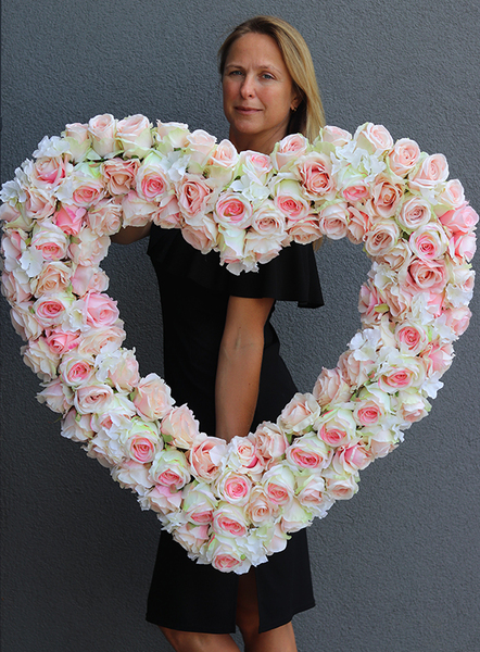 Pink Heart, duże serce z róż, wym.90x90cm 