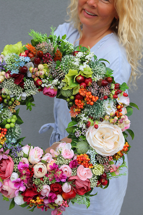 barwny wianek Biały Kwiat 2, śr.38cm