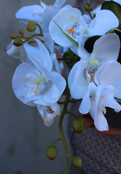 kompozycja kwiatowa Mini Dekoria w srebrnej misie, wys.22cm