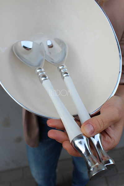 aluminiowe łyżki do sałaty White, dł.31cm