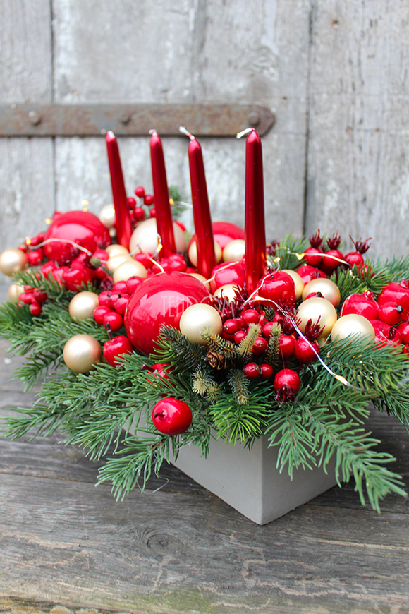 bożonarodzeniowy stroik / kompozycja Green Canoe, wys.29cm 