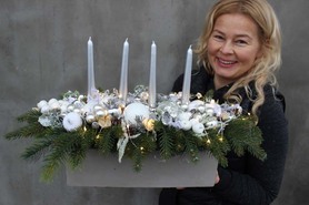 Silver Christmas Place zimowy stroik świąteczny, wym.60x30x19cm