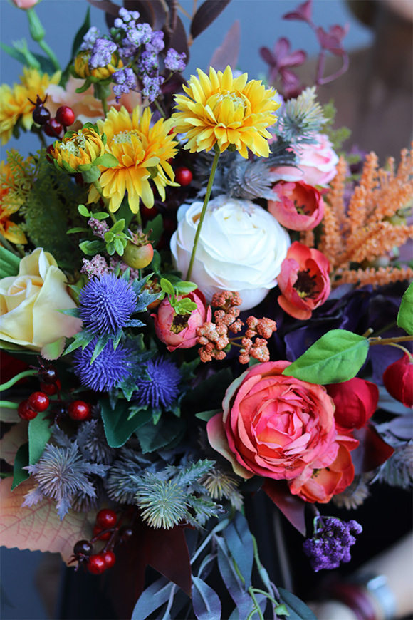 Malondo, kolorowy bukiet nagrobny, wys.63cm 