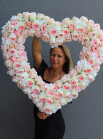 Pink Heart, duże serce z róż, wym.90x90cm 