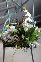 efektowna kompozycja kwiatowa na tacy, Telicja Silver, wys.24cm.