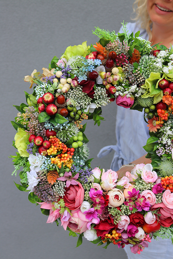 barwny wianek Biały Kwiat 2, śr.38cm