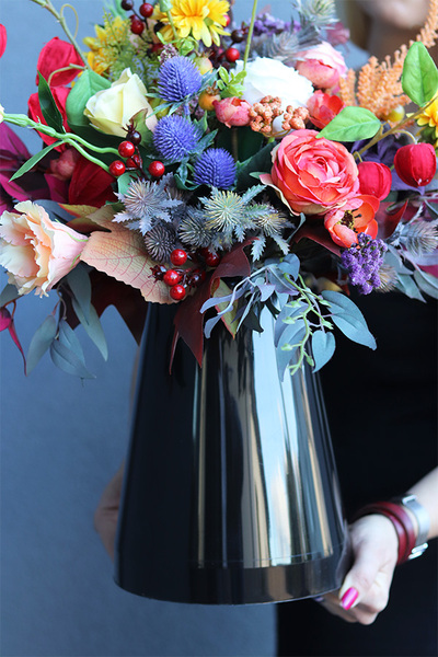 Malondo, kolorowy bukiet nagrobny, wys.63cm 