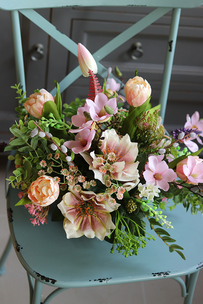 kosz wiosenny, Radosne Tulipany, wys.35cm 