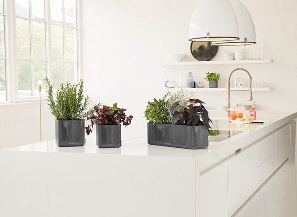 Cube Glossy Triple, elegancka donica z nawadnianiem, antracyt, dł.40cm