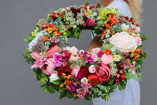 barwny wianek Biały Kwiat 2, śr.38cm