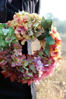 Jesienna Hortensja wianek na drzwi, śr.28cm