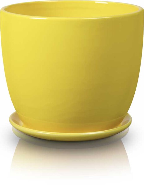 Amsterdam donica ceramiczna o okrągłej podstawie żółty 15x14cm