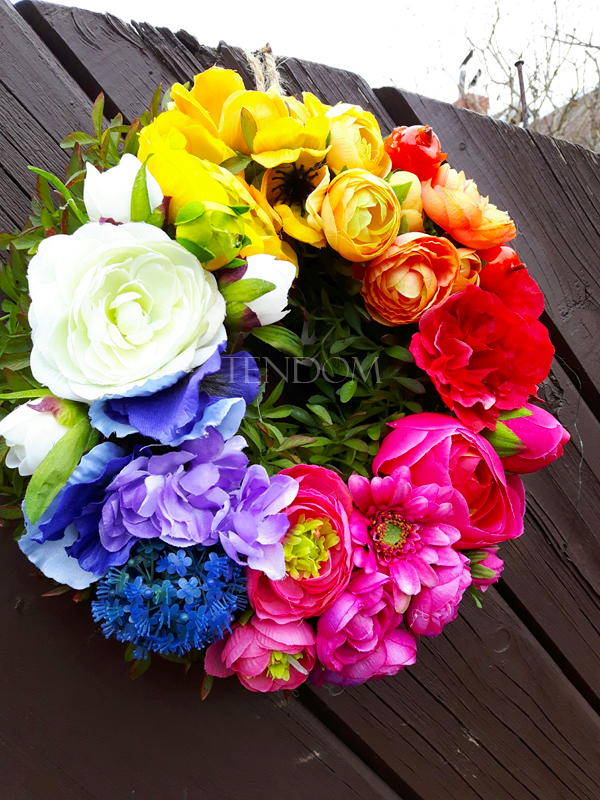 dekoracyjny, przepiękny wianek Bukiet Wiosenny, śr.28cm