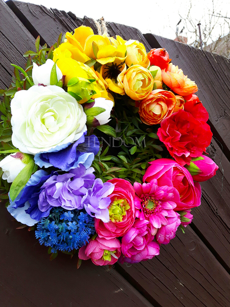 dekoracyjny, przepiękny wianek Bukiet Wiosenny, śr.28cm