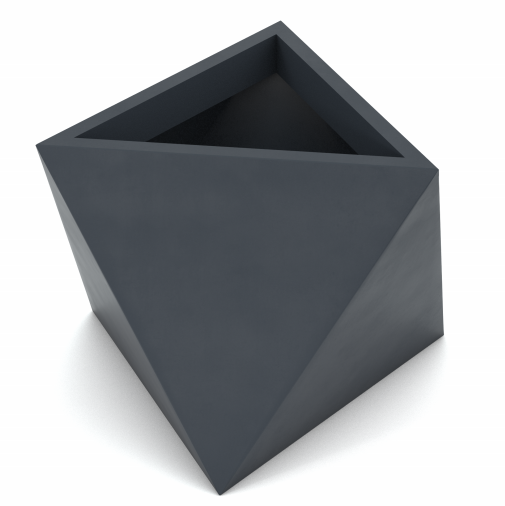 Eos, geometryczna antracytowa donica z półką, wys.50x60x60cm