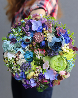 Niebieska Mgiełka, uroczy barwny wianek, śr.30cm