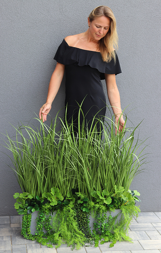 Balconera Ferina, ekskluzywna kompozycja z trawami w donicy, wys.95cm