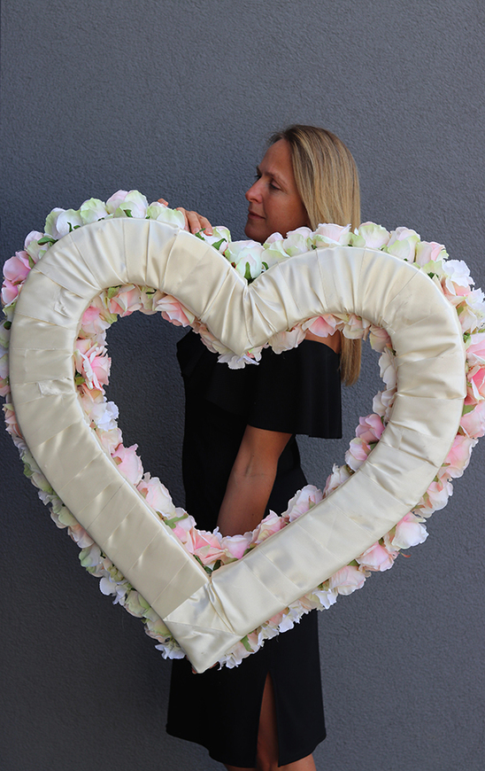 Pink Heart, duże serce z róż, wym.90x90cm 