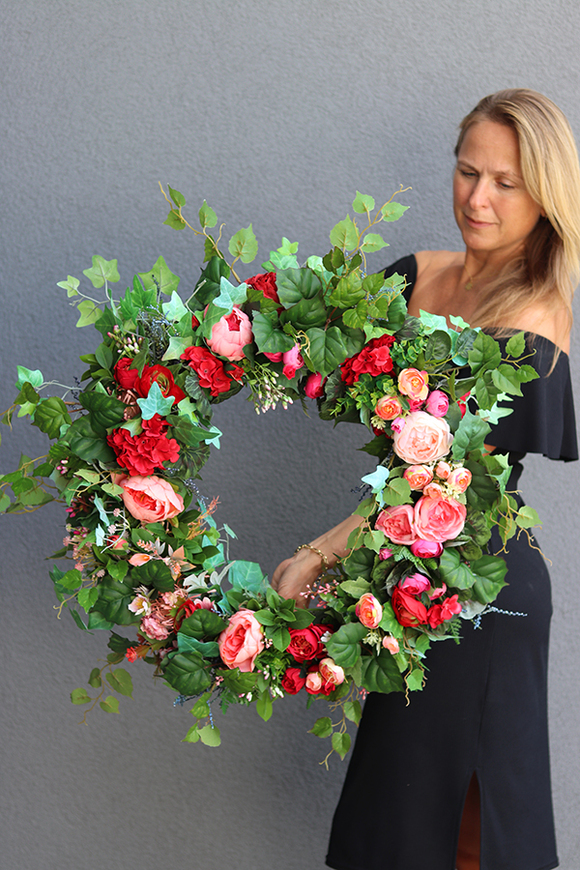 bardzo duży kwiatowy wianek, Montana 2, śr.65cm 