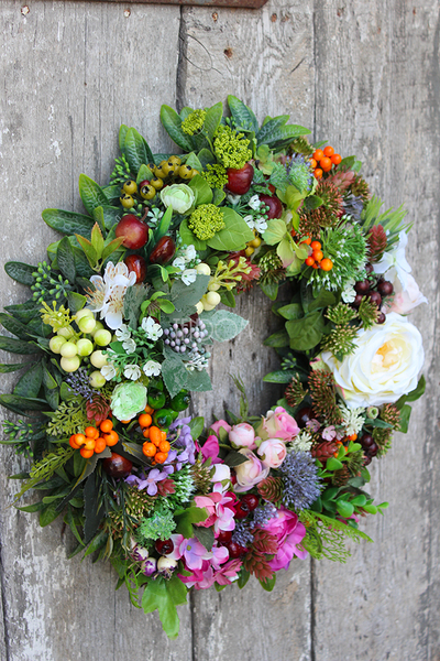 barwny wianek Biały Kwiat 2, śr.38cm