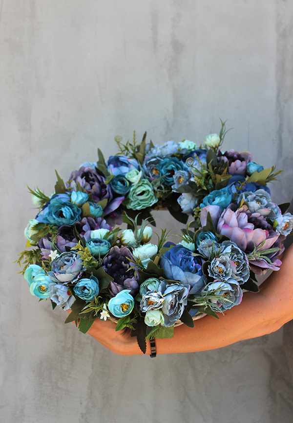 efektowny wianek na drzwi, Caryca Katarzyna Turkus, śr.43cm