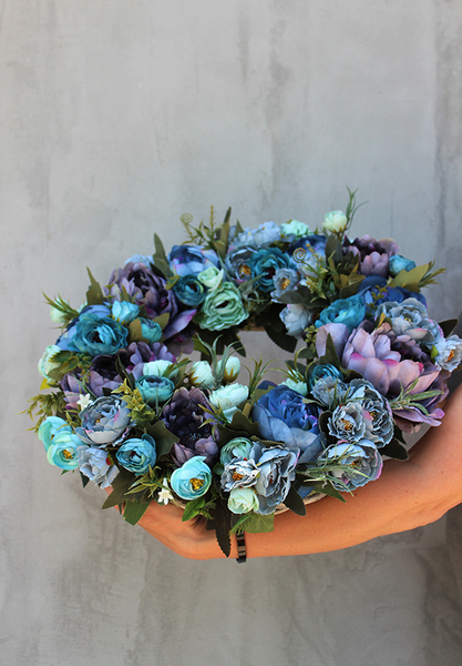 efektowny wianek na drzwi, Caryca Katarzyna Turkus, śr.43cm