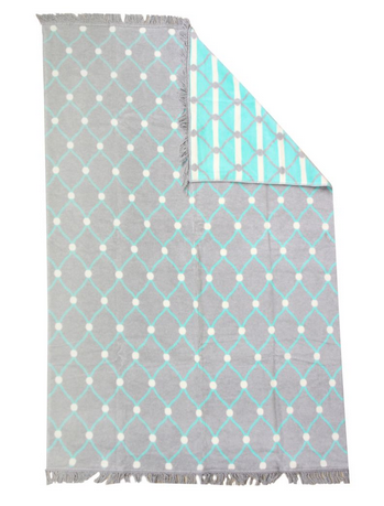 koc pikowany z turkusowym wzorem, Onni, wym.150x200cm