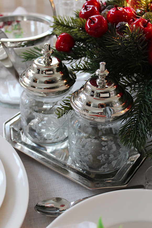 Glamour słoiczki na sosy / sosjerka z tacką, wys.15.5cm