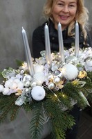 Silver Christmas Place zimowy stroik świąteczny, wym.60x30x19cm 