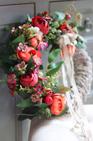 Alnene, efektowny wianek z kwiatami i owocami, śr.28cm