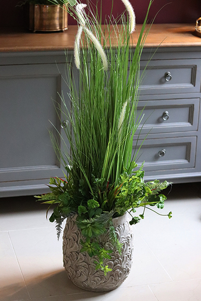 Caletto, modna dekoracja ze sztucznych traw & sukulentów, wys.120cm