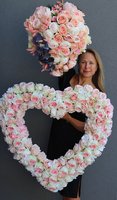 Pink Heart, duże serce z róż, wym.90x90cm 