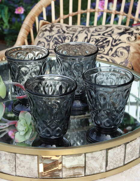 Lyonnais / Charlotte 6 szarych szklanek La Rochere, wys.11cm