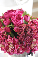 bogaty kosz z ciemnymi hortensjami i piwoniami Provance 50x50cm  