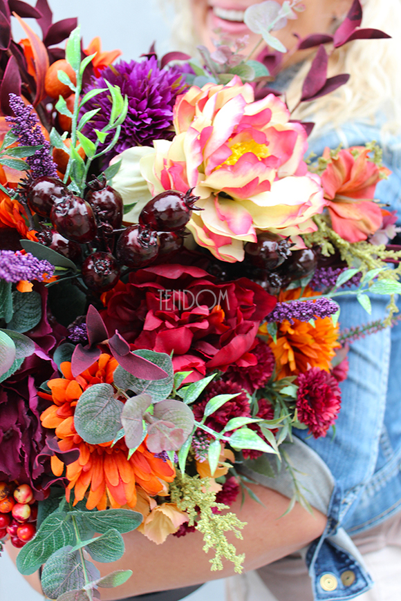 Jesienny Dom, kompozycja kwiatowa / bukiet / Flowerbox wys.55cm 